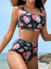 Cargar imagen en el visor de la galería, Bañador bikini con estampado floral con abertura de talle alto