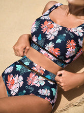 Cargar imagen en el visor de la galería, Bañador bikini con estampado floral con abertura de talle alto