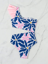 Cargar imagen en el visor de la galería, Traje De Baño De Un Solo Hombro con detalles floral