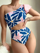 Cargar imagen en el visor de la galería, Traje De Baño De Un Solo Hombro con detalles floral
