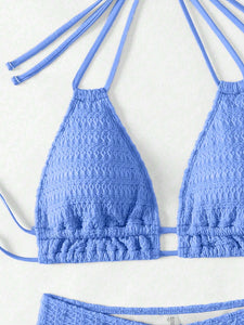 Conjunto de bikini con lazo en el cuello simple para mujer