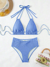 Cargar imagen en el visor de la galería, Conjunto de bikini con lazo en el cuello simple para mujer