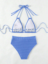 Cargar imagen en el visor de la galería, Conjunto de bikini con lazo en el cuello simple para mujer