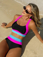 Cargar imagen en el visor de la galería, Conjunto de bikini de contraste para actividades y playa