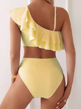 Cargar imagen en el visor de la galería, Conjunto de bikini para mujer con rayas y volantes para el verano, vacaciones y playa