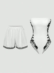 Conjunto premium de un solo pieza de shorts de estilo bohemio elegante