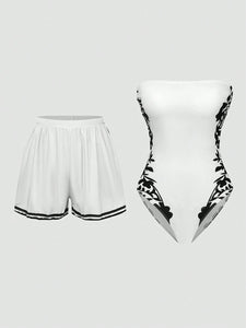 Conjunto premium de un solo pieza de shorts de estilo bohemio elegante