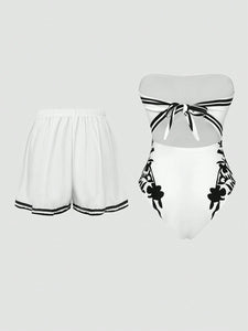 Conjunto premium de un solo pieza de shorts de estilo bohemio elegante