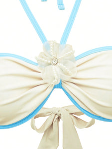 Set de 3 piezas con vestido de baño con manga y minifalda