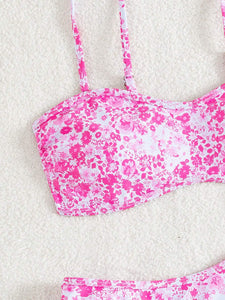 Conjunto de bikini con estampado con tirantes desmontables