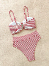 Cargar imagen en el visor de la galería, Conjunto de bikini de dos piezas con estampado de rayas