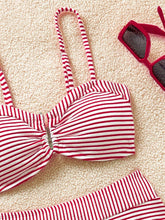 Cargar imagen en el visor de la galería, Conjunto de bikini de dos piezas con estampado de rayas