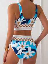 Cargar imagen en el visor de la galería, Conjunto de bikini de verano para mujer con estampado floral simple para vacaciones en la playa