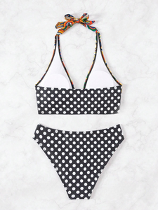 Conjunto de bikini de talla grande con estampado de lunares para verano en la playa