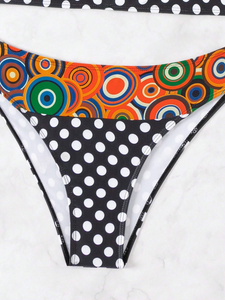 Conjunto de bikini de talla grande con estampado de lunares para verano en la playa