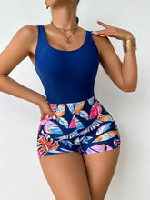Cargar imagen en el visor de la galería, Traje de baño de una pieza con estampado tropical y espalda baja