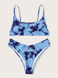 👙Bikini cortado alto de tie dye    Caribe Beachwear