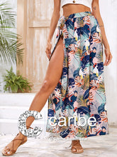 Cargar imagen en el visor de la galería, Falda cover up con estampado tropical con cord&oacute;n lateral con abertura  XL  Caribe Beachwear