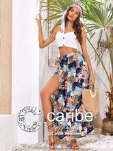 Cargar imagen en el visor de la galería, Falda cover up con estampado tropical con cord&oacute;n lateral con abertura    Caribe Beachwear