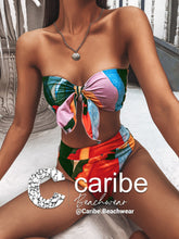 Cargar imagen en el visor de la galería, 👙Bikini bandeau con nudo delantero  XL / Multicolor  Caribe Beachwear