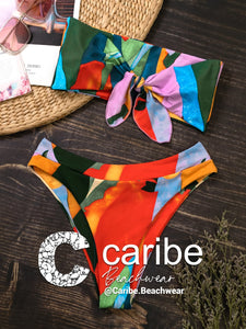 👙Bikini bandeau con nudo delantero    Caribe Beachwear