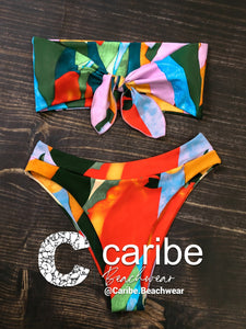 👙Bikini bandeau con nudo delantero    Caribe Beachwear