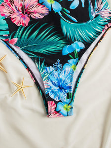 Ba&ntilde;ador una pieza floral tropical    Caribe Beachwear