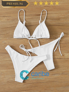 👙Bikini tanga con cord&oacute;n lateral tri&aacute;ngulo  (3 Piezas)    Caribe Beachwear