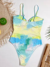 Cargar imagen en el visor de la galería, Ba&ntilde;ador una pieza con abertura de tie dye    Caribe Beachwear