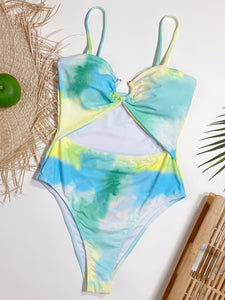 Ba&ntilde;ador una pieza con abertura de tie dye    Caribe Beachwear