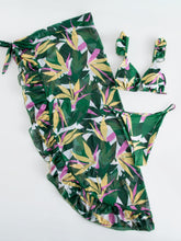 Cargar imagen en el visor de la galería, 👙Bikini tanga tri&aacute;ngulo con estampado de planta con falda de playa    Caribe Beachwear