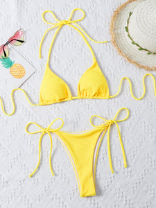 👙Bikini con cord&oacute;n lateral tri&aacute;ngulo de canal&eacute;    Caribe Beachwear