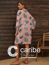 Cargar imagen en el visor de la galería, Kimono con estampado tropical de hombros ca&iacute;dos sin bikini    Caribe Beachwear