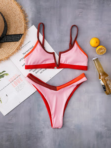 👙Bikini unido en contraste de canal&eacute;    Caribe Beachwear