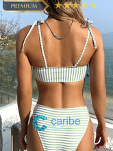 Cargar imagen en el visor de la galería, 👙Bikini de hombros con cord&oacute;n de rayas    Caribe Beachwear