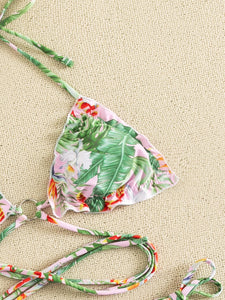 👙Bikini halter con tira cruzada tropical    Caribe Beachwear