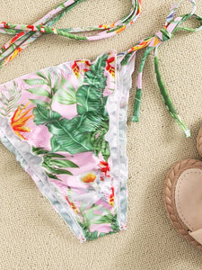 👙Bikini halter con tira cruzada tropical    Caribe Beachwear