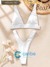 Cargar imagen en el visor de la galería, 👙Bikini cortado alto de cuello V    Caribe Beachwear