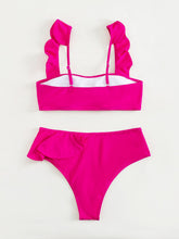 Cargar imagen en el visor de la galería, 👙Bikini de Cintura Alta Fruncido Pink Ne&oacute;n    Caribe Beachwear