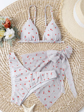 Cargar imagen en el visor de la galería, 👙Bikini tri&aacute;ngulo floral con falda playera  (3 Piezas)  L / Gris  Caribe Beachwear