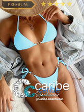 Cargar imagen en el visor de la galería, 👙Bikini Anilla Liso Elegante  XL / Azul menta  Caribe Beachwear