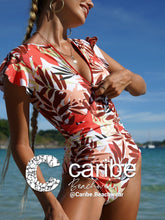 Cargar imagen en el visor de la galería, Bikini ba&ntilde;ador una pieza fruncido con cremallera delantera  L / Multicolor  Caribe Beachwear