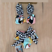 Cargar imagen en el visor de la galería, Conjunto de bikini floral de dos piezas para mujer, bañador con sujetador acolchado con volados, traje de baño, ropa de playa, 2023